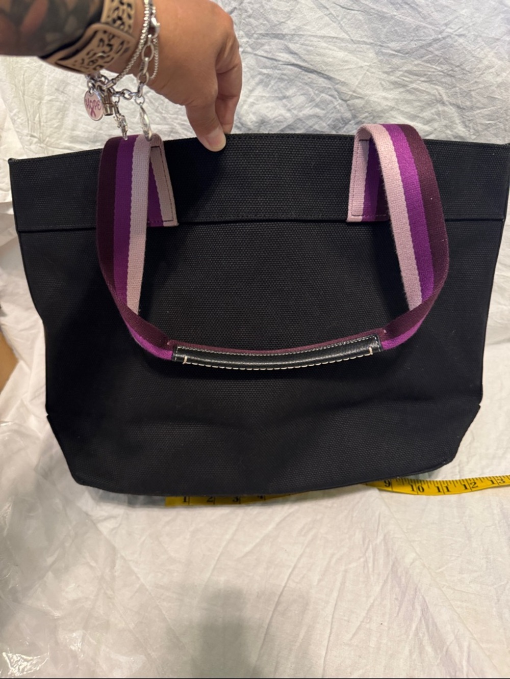 Disney X Coach Tote Villains Black Canvas Tote with Purple Accent Straps - Picture 7 of 9